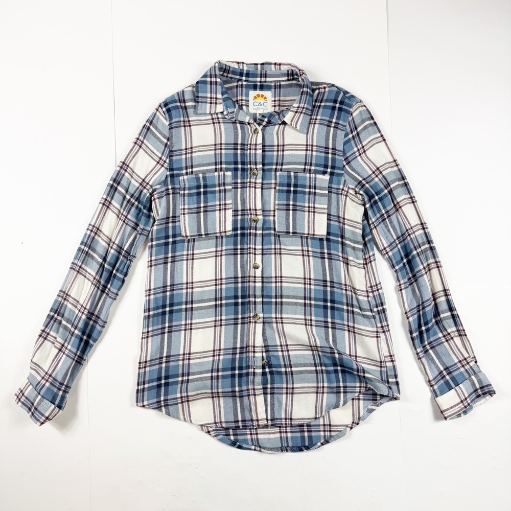 C&C California Women's Blue Plaid Shirt Small